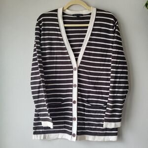 Eric Alexandre long v-neck brown+ cream Butter Mom Countrysode Chic cardigan